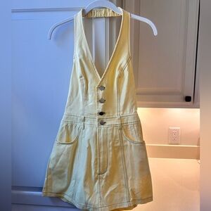 Yellow Button-Front Dress/Romper